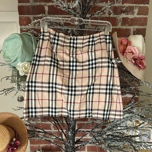 Burberry Tan and Black Classic Plaid Pencil Mini Skirt